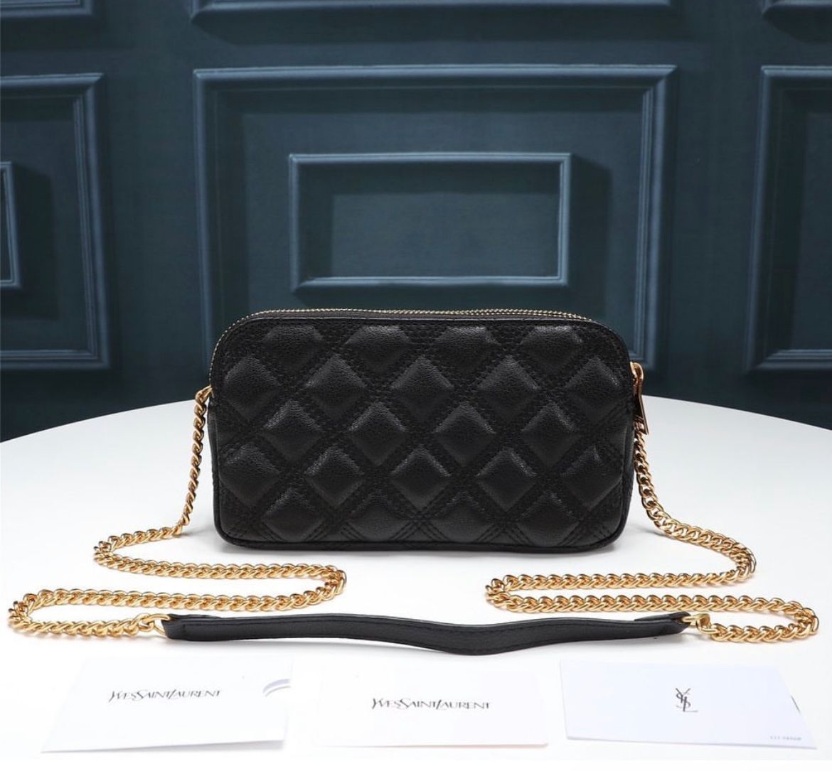 YSL MINI BAG IN MATELASSÉ BLACK & GOLD