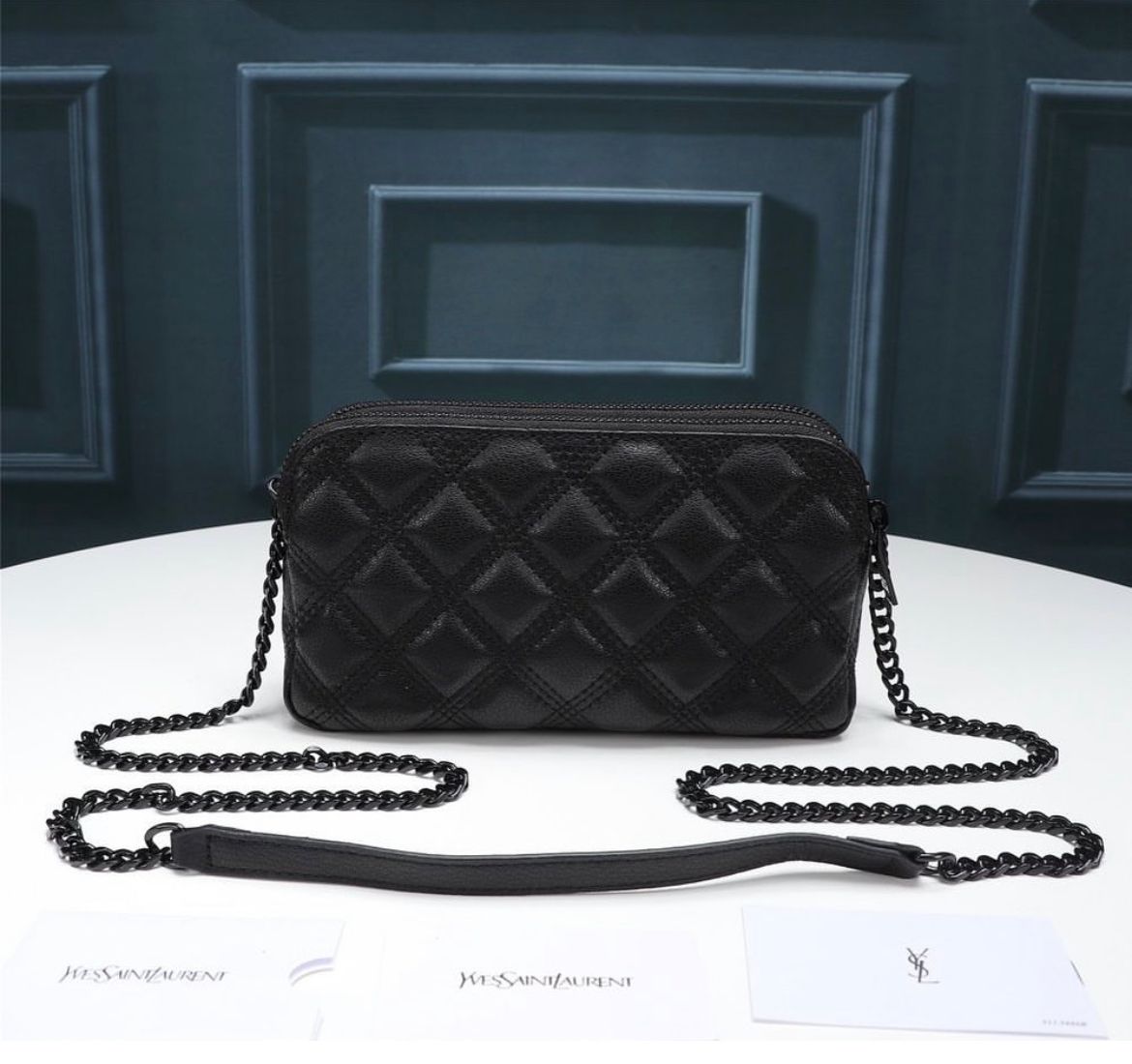 YSL MINI BAG IN MATELASSÉ TOTAL BLACK